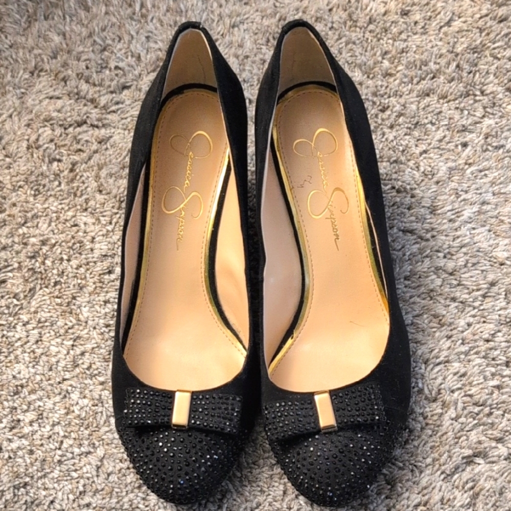Jessica Simpson Black Bow Detail Women's Wedge